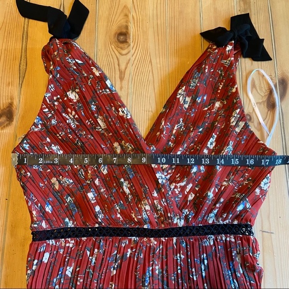 NWOT Lulus Such Sophistication Rust Red Floral Print Pleated Maxi Dress - Picture 10 of 16